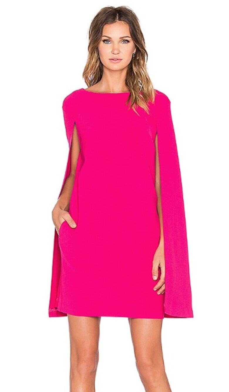 Trina Turk Gizela hot pink mini cape dress
